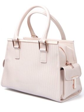 TED BAKER LIKE NEW JAIDE QUILTED PATENT ENAMEL LEATHER BLUSH LARGE TOTE/ SATCHEL